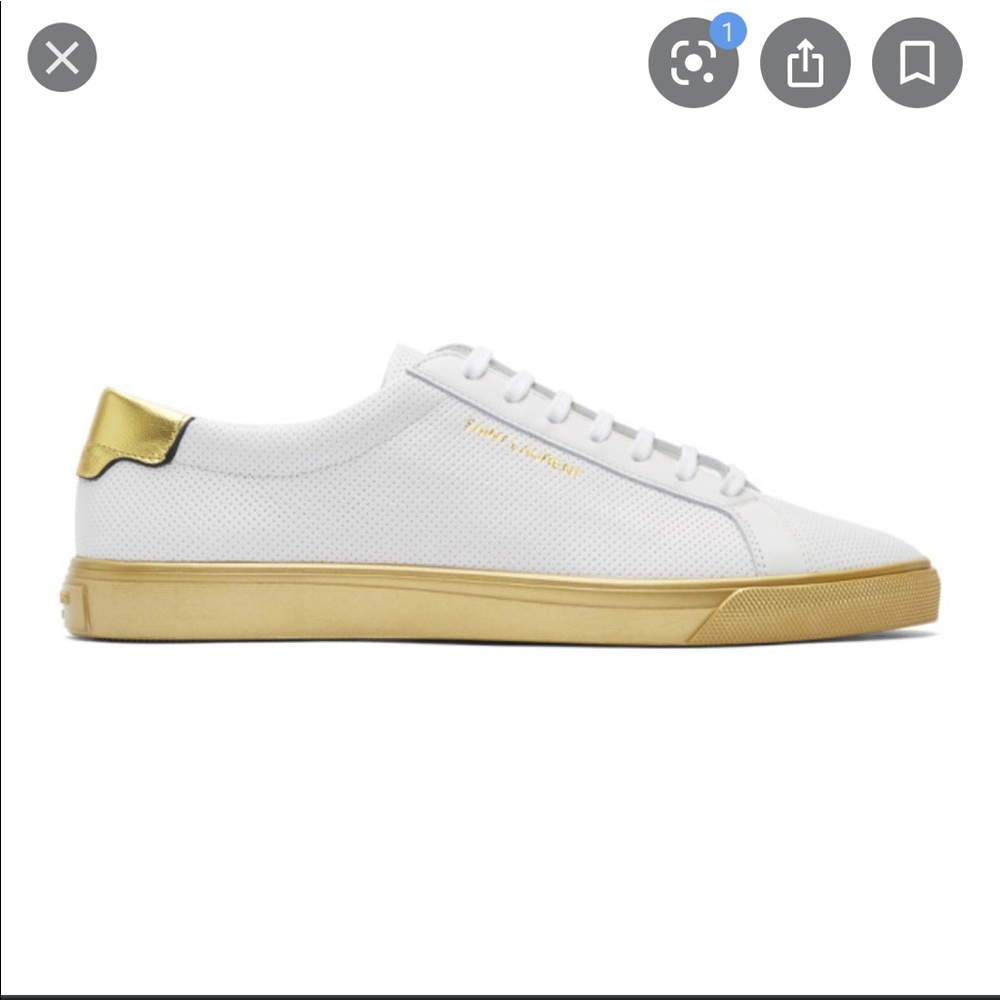 ISO Saint Laurent Andy White / Gold Sneakers 40